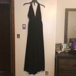 Black halter maxi dress with open back!